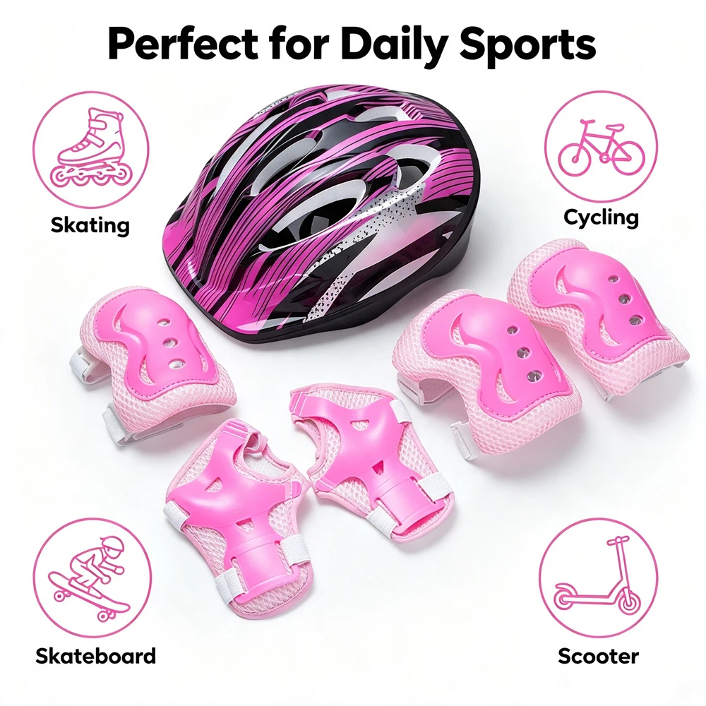 Scooter Helmet Set - Set Helm Sepeda Anak 7-Piece dengan